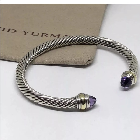David Yurman Jewelry - David Yurman Amethyst Gold 5mm cable bracelet